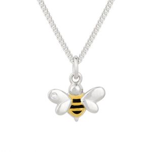 Preview image of D for Diamond Enamel Bee Silver Necklace