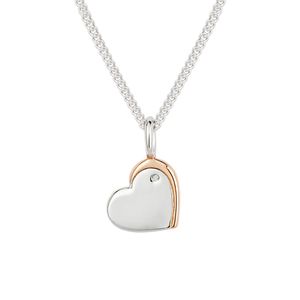 Preview image of D for Diamond x2 Hearts Silver & Rose Gold Plated Necklace