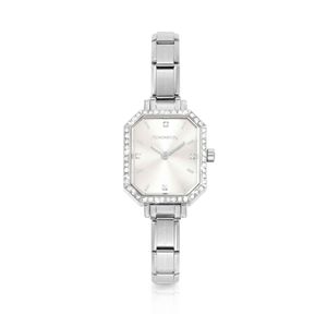 Preview image of Nominations Composable Paris Rectangular 2.3mm Silver Zirconia Steel Quartz Watch 