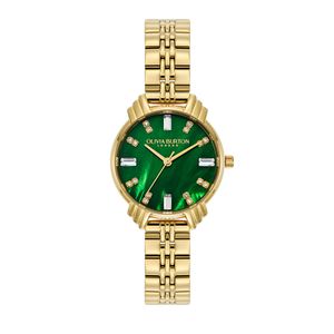 Preview image of Olivia Burton Art Deco Midi Emerald Green and Gold Bracelet Watch 