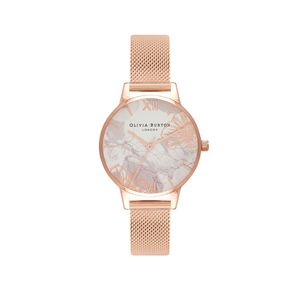 Preview image of Olivia Burton Abstract Florals 30mm Rose Gold Mesh Bracelet Watch
