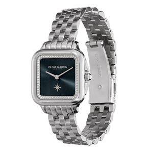 Olivia Burton Grosvenor 28mm Blue & Silver Stone Set Quartz Bracelet Watch