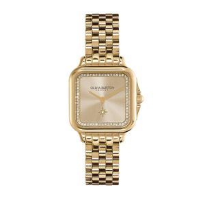 Preview image of Olivia Burton Grosvenor 28mm Gold Stone Set Quartz Bracelet Watch