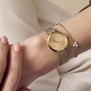 Preview image of Olivia Burton Signature Bee 28mm Gold Tone Mesh Bracelet Watch
