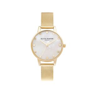 Preview image of Olivia Burton Mother of Pearl Gold Tone Mesh Bracelet Watch