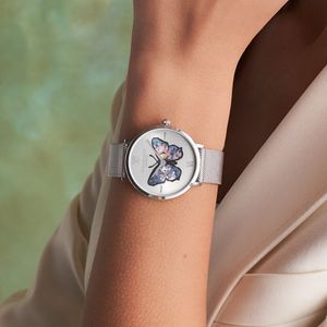 Preview image of Olivia Burton Signature 35mm Butterfly Silver Ultra Slim Mesh Watch