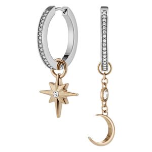 Preview image of Olivia Burton Celestial Star and Moon Silver Tone Hoop Earrings