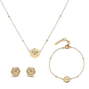 Preview image of Olivia Burton Minima Bee Gold Plated Necklace, Bracelet & Earrings Gift Set 
