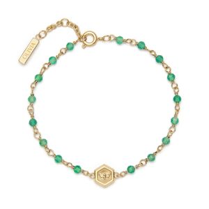 Preview image of Olivia Burton Minima Bee Green Beaded Gold Plated Bracelet 