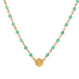 Preview image of Olivia Burton Minima Bee Green Beaded Gold Plated Necklace