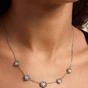 Preview image of Olivia Burton Signature Tudor Rose Silver Tone Multi Station Necklace 
