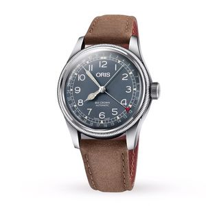 Preview image of Oris Big Crown Pointer Date 40mm Blue Dial Brown Leather Strap Watch 