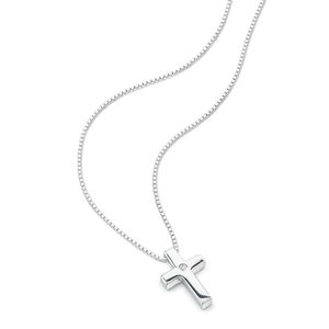 Preview image of D for Diamond Cross Silver Pendant