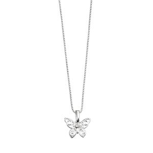 Preview image of D for Diamond Filigree Butterfly Silver Pendant