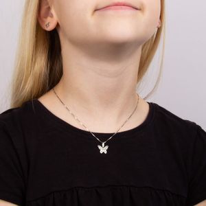 D for Diamond Filigree Butterfly Silver Pendant