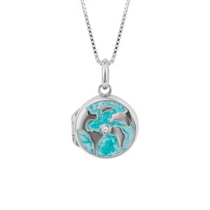 Preview image of D for Diamond Blue Globe Silver Necklace