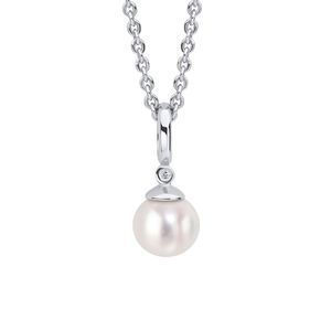Preview image of D For Diamond Freshwater Pearl Drop Silver Necklace