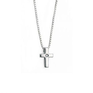 Preview image of D for Diamond Cross Silver Pendant