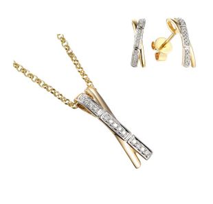 Preview image of Ladies 9ct Two Colour Kiss Diamond Pendant and Earring Set