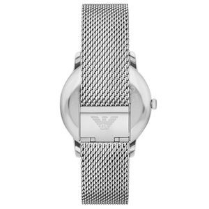 Emporio Armani Minimalist 42mm Steel Blue Quartz Mesh Watch 