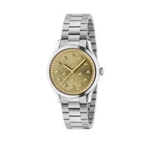 Preview image of Gucci G-Timeless 32mm Steel Yellow Gold Plated Bee Quartz Bracelet Watch