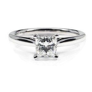 18ct White Gold 0.50ct Princess Cut Diamond 4 Claw Solitaire
