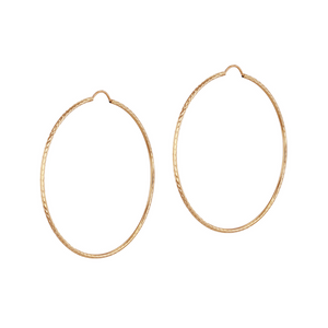 Preview image of 9ct Gold 80mm Diamond Cut Hoop Earrings 