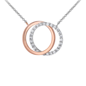 9ct White & Rose Gold Interlinked Circle Necklace 