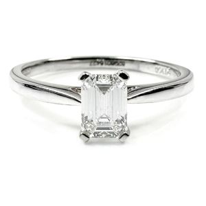 Preview image of Platinum 0.51ct Emerald Cut Diamond 4 Claw Set Solitaire