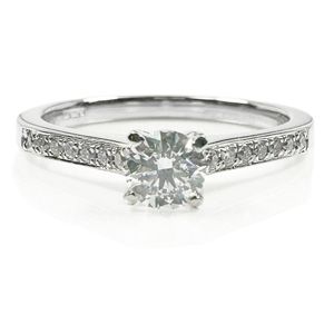Preview image of Platinum 0.32ct Round Brilliant Cut 4 Claw Diamond Solitaire With Diamond Set Shoulders