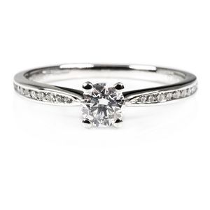 Preview image of Platinum 0.26ct Round Brilliant Diamond 4 Claw Solitaire With Diamond Set Shoulders