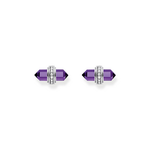 Preview image of Thomas Sabo Imitation Amethyst Hexagonal Stud Earrings