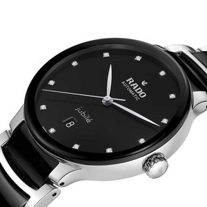 Rado Centrix 39.5mm Black Ceramic & Steel Diamond Automatic Bracelet Watch