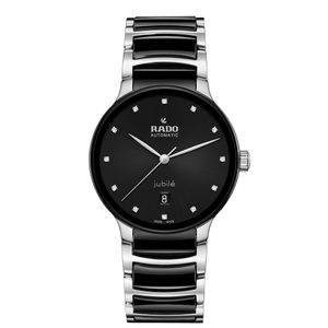 Preview image of Rado Centrix 39.5mm Black Ceramic & Steel Diamond Automatic Bracelet Watch