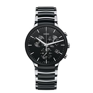 Preview image of Rado Centrix 40mm Black Ceramic & Steel Quartz Chronograph Bracelet Watch