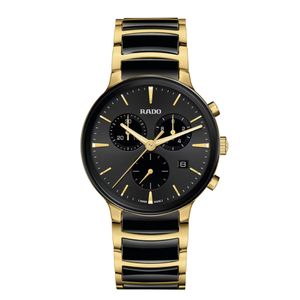 Preview image of Rado Centrix 41mm Black & Gold PVD Steel Quartz Bracelet Watch