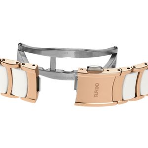 Rado Centrix 30.5mm White Ceramic & Rose Gold Diamond Automatic Bracelet Watch