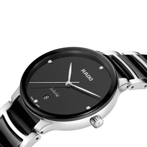 Preview image of Rado Centrix 39.5mm Black Ceramic & Steel Diamond Quartz Bracelet Watch