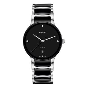 Preview image of Rado Centrix 39.5mm Black Ceramic & Steel Diamond Quartz Bracelet Watch