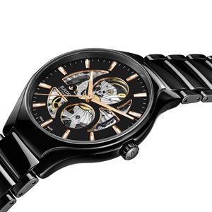 Rado True Round 40mm Open Heart Black Automatic Ceramic Watch