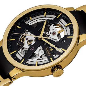 Rado Centrix 38mm Open Heart Black Ceramic Gold Watch Peter Jackson