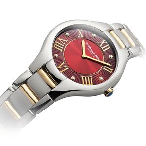 Raymond Weil Noemia 32mm Steel & Gold Red Dial Diamond Set Quartz Bracelet Watch