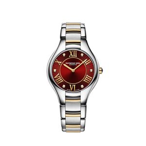 Preview image of Raymond Weil Noemia 32mm Steel & Gold Red Dial Diamond Set Quartz Bracelet Watch