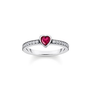 Preview image of Thomas Sabo Heart-Shaped Solitaire Red Stone Silver Ring