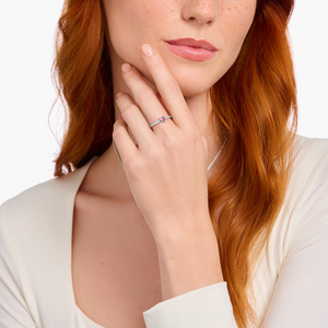 Thomas Sabo Heart-Shaped Solitaire Red Stone Silver Ring