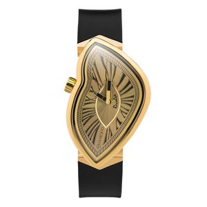 Preview image of Exaequo Revolve Gold IP Steel Gold Quartz Silicon Strap Watch 