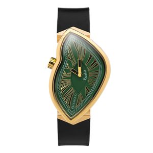 Preview image of Exaequo Revolve Gold IP Steel Green Quartz Silicon Strap Watch 