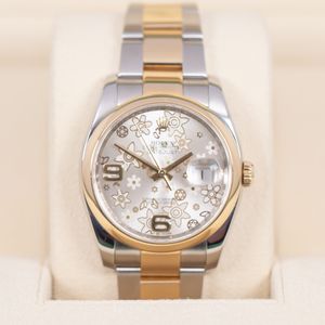 Rolex Datejust 36 116203 Silver Floral Dial Watch
