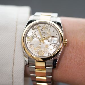 Rolex Datejust 36 116203 Silver Floral Dial Watch
