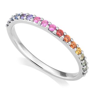 Preview image of 18CT WHITE GOLD FANCY SAPPHIRES .28 RING